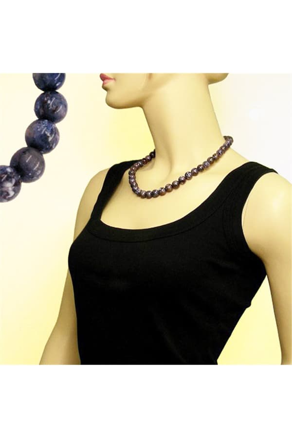 Necklace Beads 12mm Grey-Lilac - GL02065