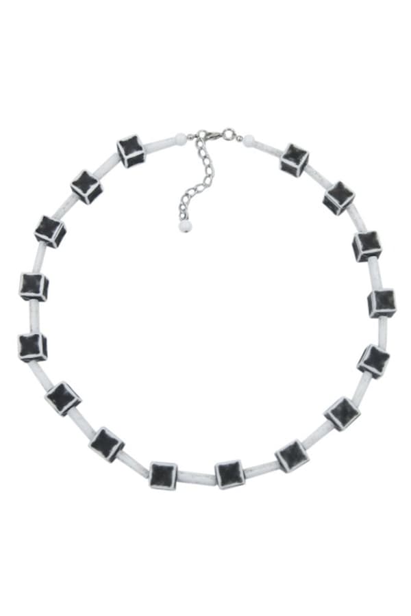 Necklace Dice 10mm Black-White-Grey 45cm - GL02042