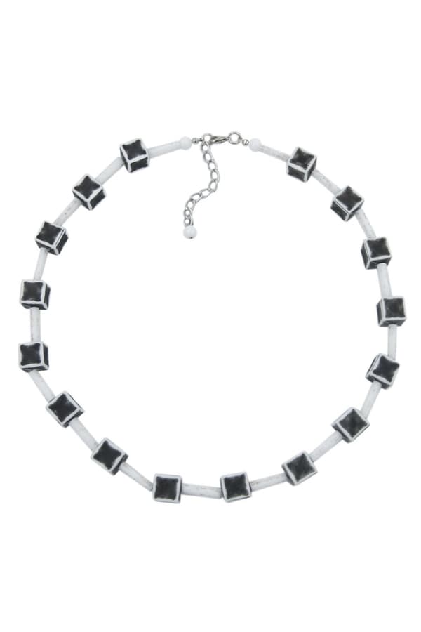 Necklace Dice 10mm Black-White-Grey 45cm - GL02042