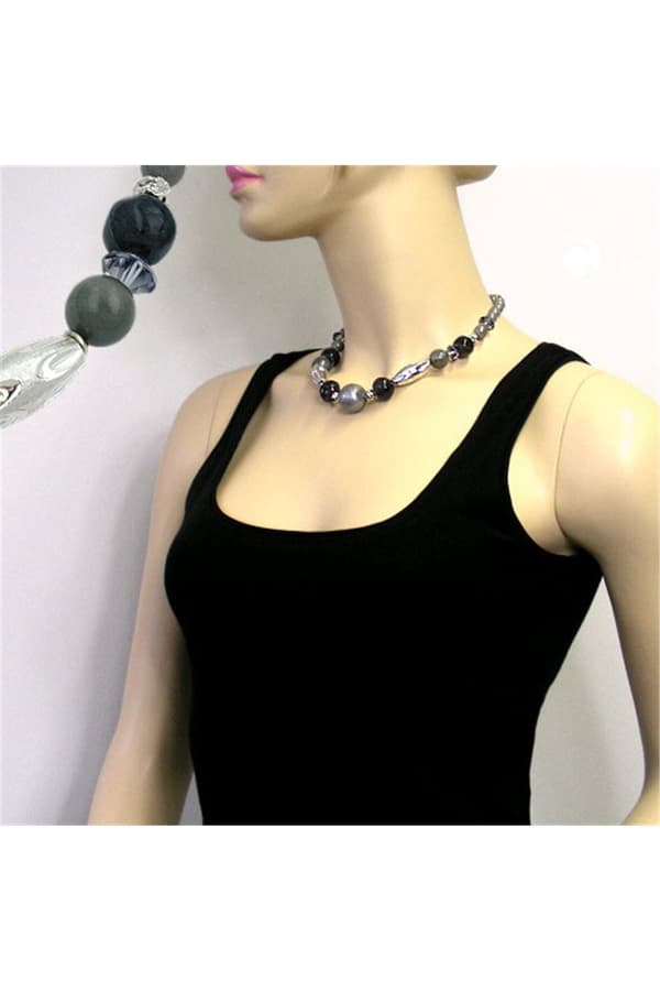 Necklace Olive/ Silvergrey Chromed - GL01942