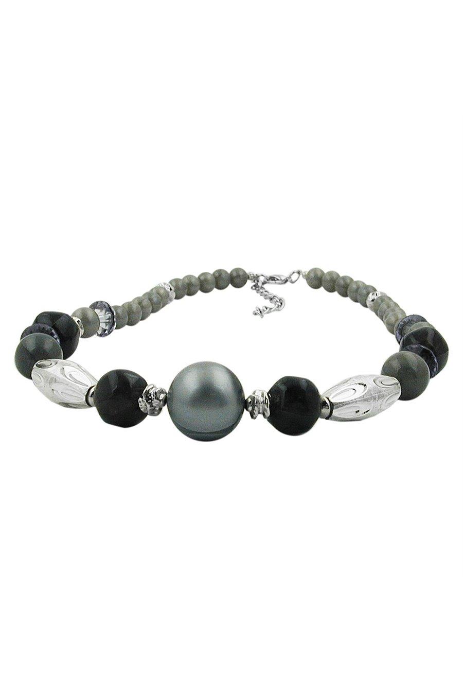 NECKLACE OLIVE/ SILVERGREY CHROMED