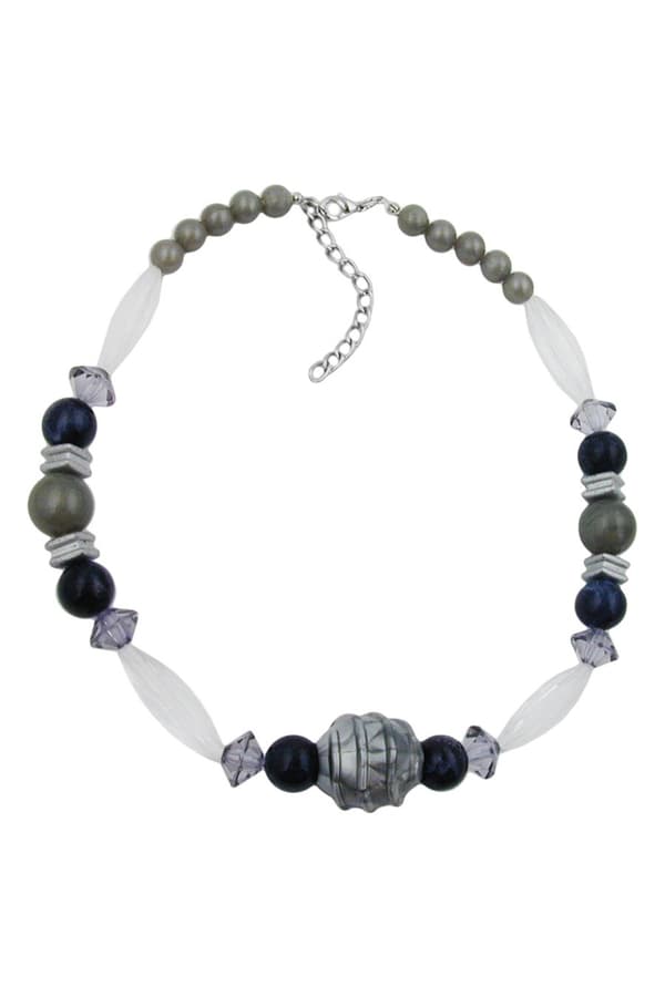 Necklace Silver-Grey/ Black/ Transparent Beads - GL01913