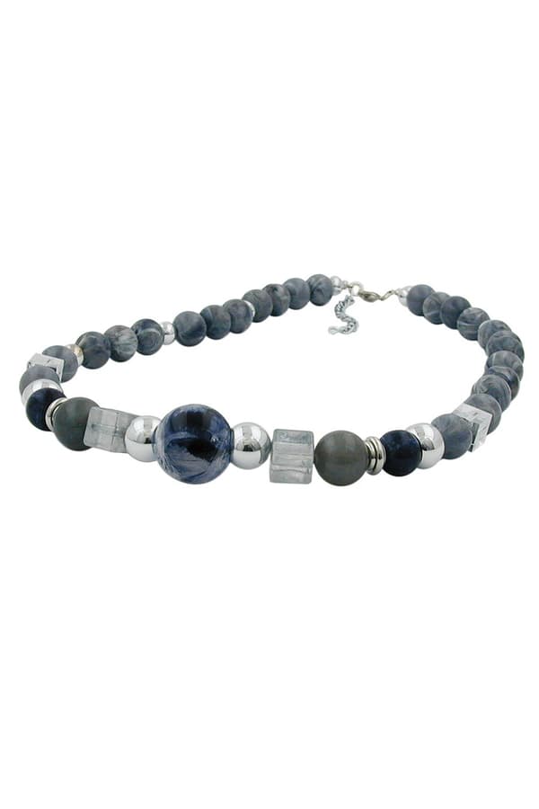 Necklace Grey Blue Chromed Beads - GL01865