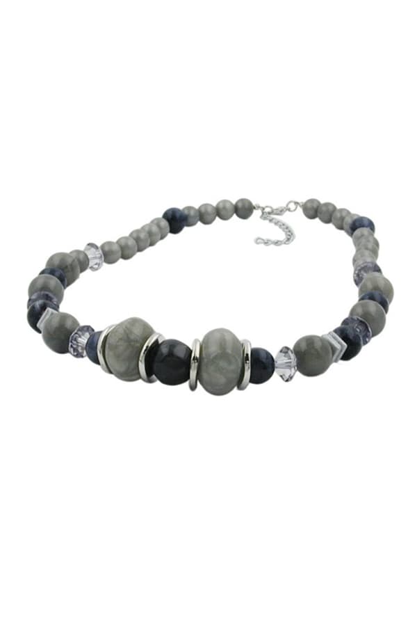 Necklace Different Grey And Silver-Grey Beads - GL01860