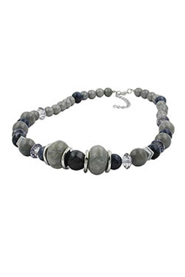 Necklace Different Grey And Silver-Grey Beads - GL01860