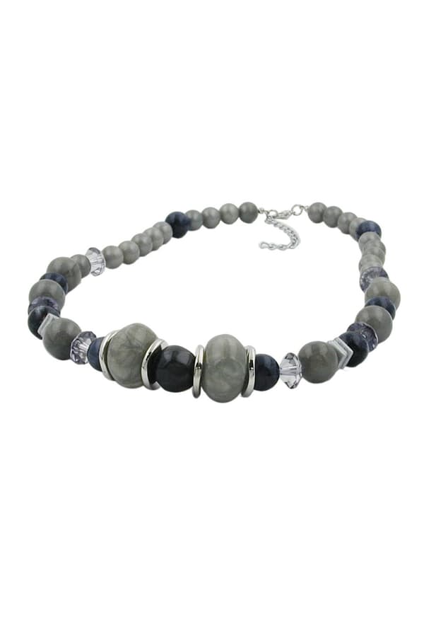 Necklace Different Grey And Silver-Grey Beads - GL01860
