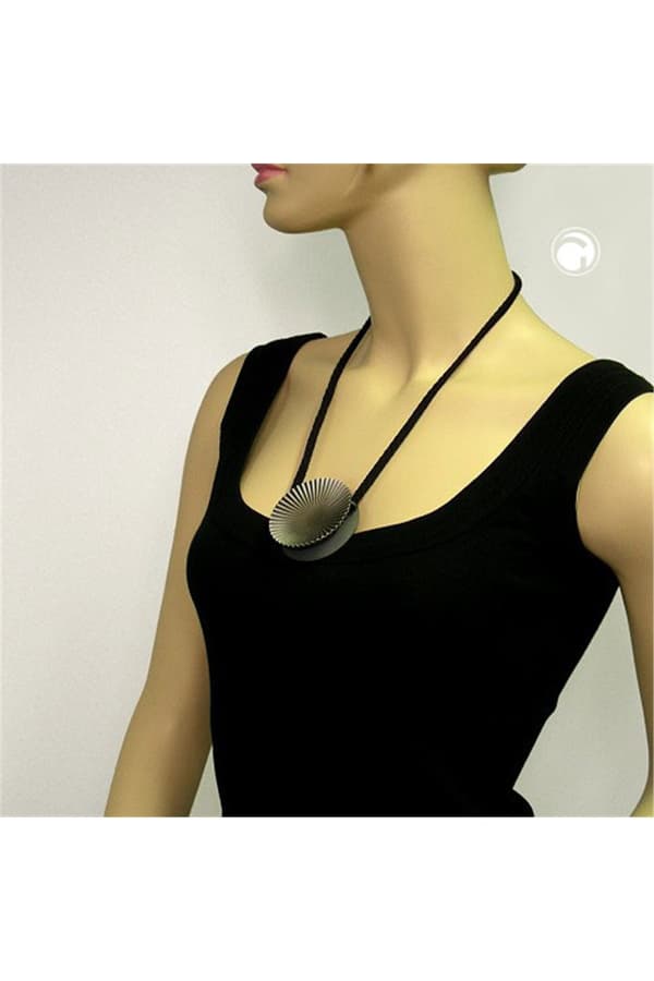 Necklace Metal Pendant Black Cord 60cm - GL01655