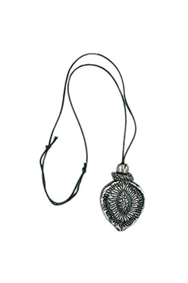 Necklace Oxide Silver Pendant Grey Cord - GL01613