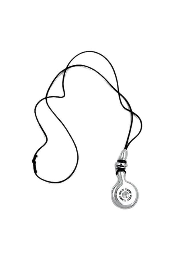 Necklace Chrome Pendant Black Cord - GL01539