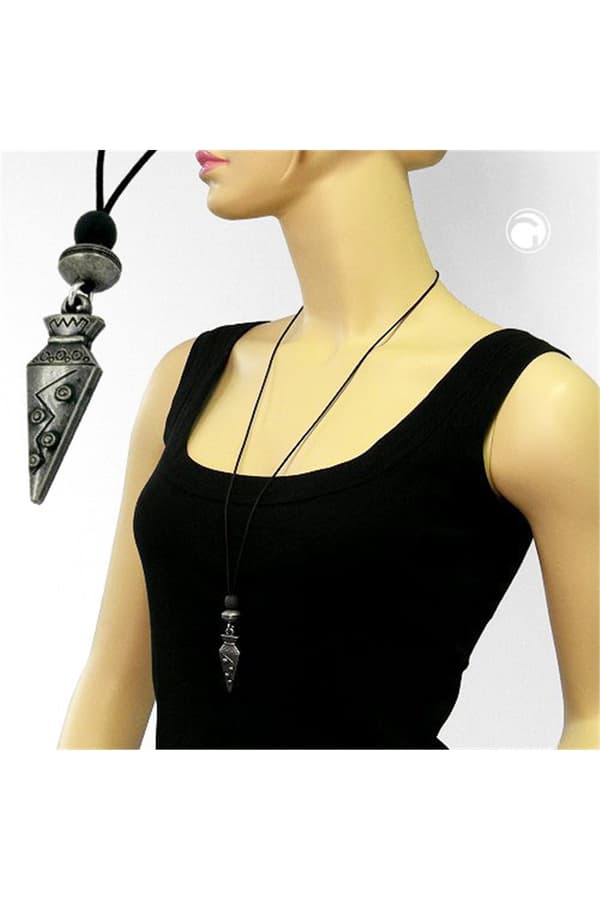 Necklace Cornet Pendant Antique Silver - GL01294