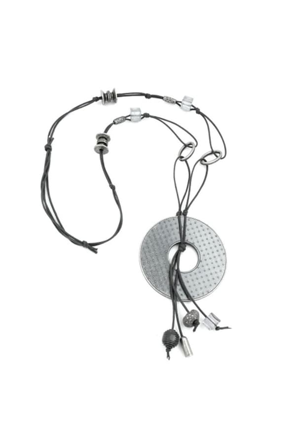 Necklace Grey Beads 90cm - GL00767