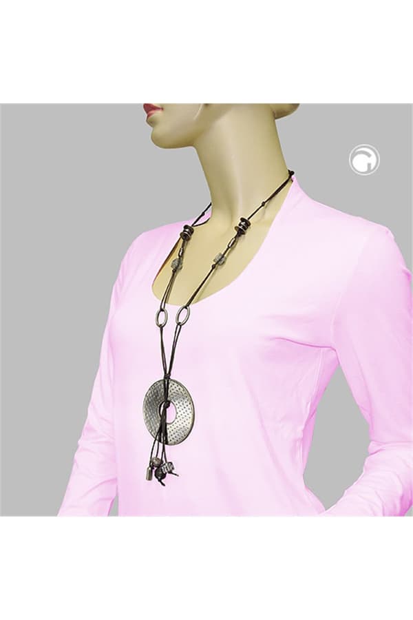 Necklace Grey Beads 90cm - GL00767