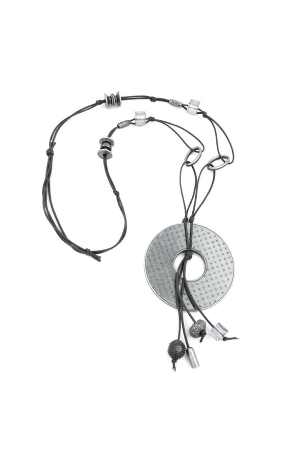 Necklace Grey Beads 90cm - GL00767