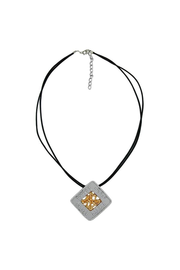Necklace Square Silver-Gold 45cm - GL00413