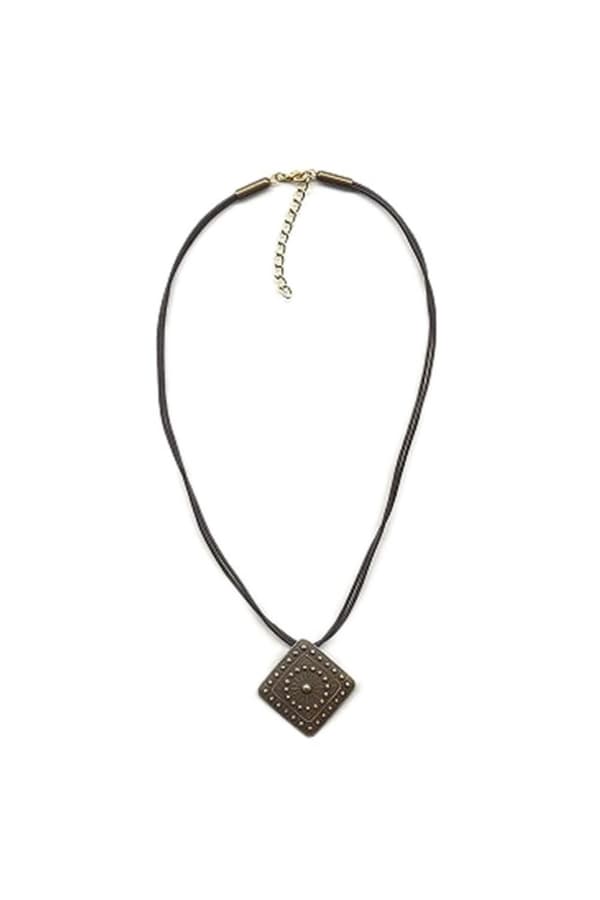 Necklace Metal Pendant Black Cord - GL00291