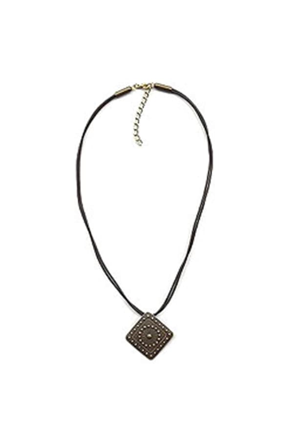 Necklace Metal Pendant Black Cord - GL00291