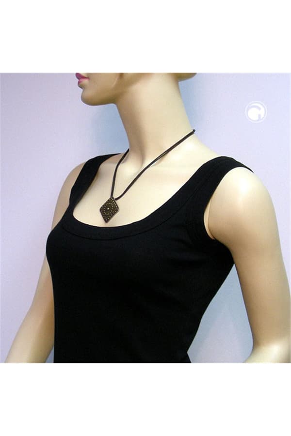 Necklace Metal Pendant Black Cord - GL00291
