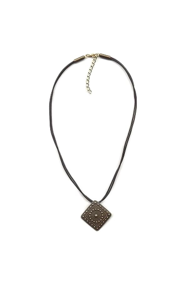Necklace Metal Pendant Black Cord - GL00291