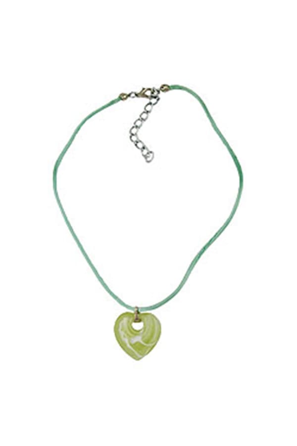 Necklace Heart With Hole Green - GL06458