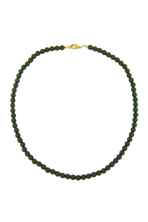 Necklace Beads Olive Green - GL05896