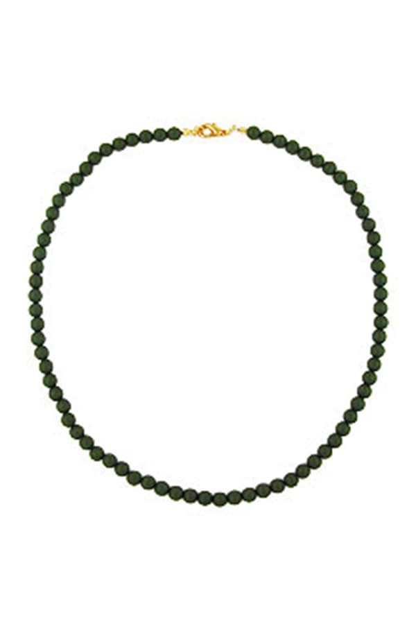 Necklace Beads Olive Green - GL05896