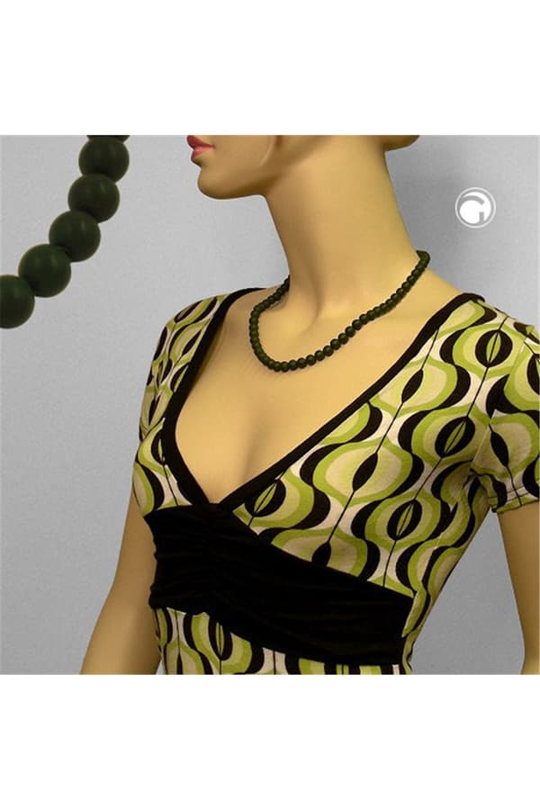 Necklace Beads Olive Green - GL05896