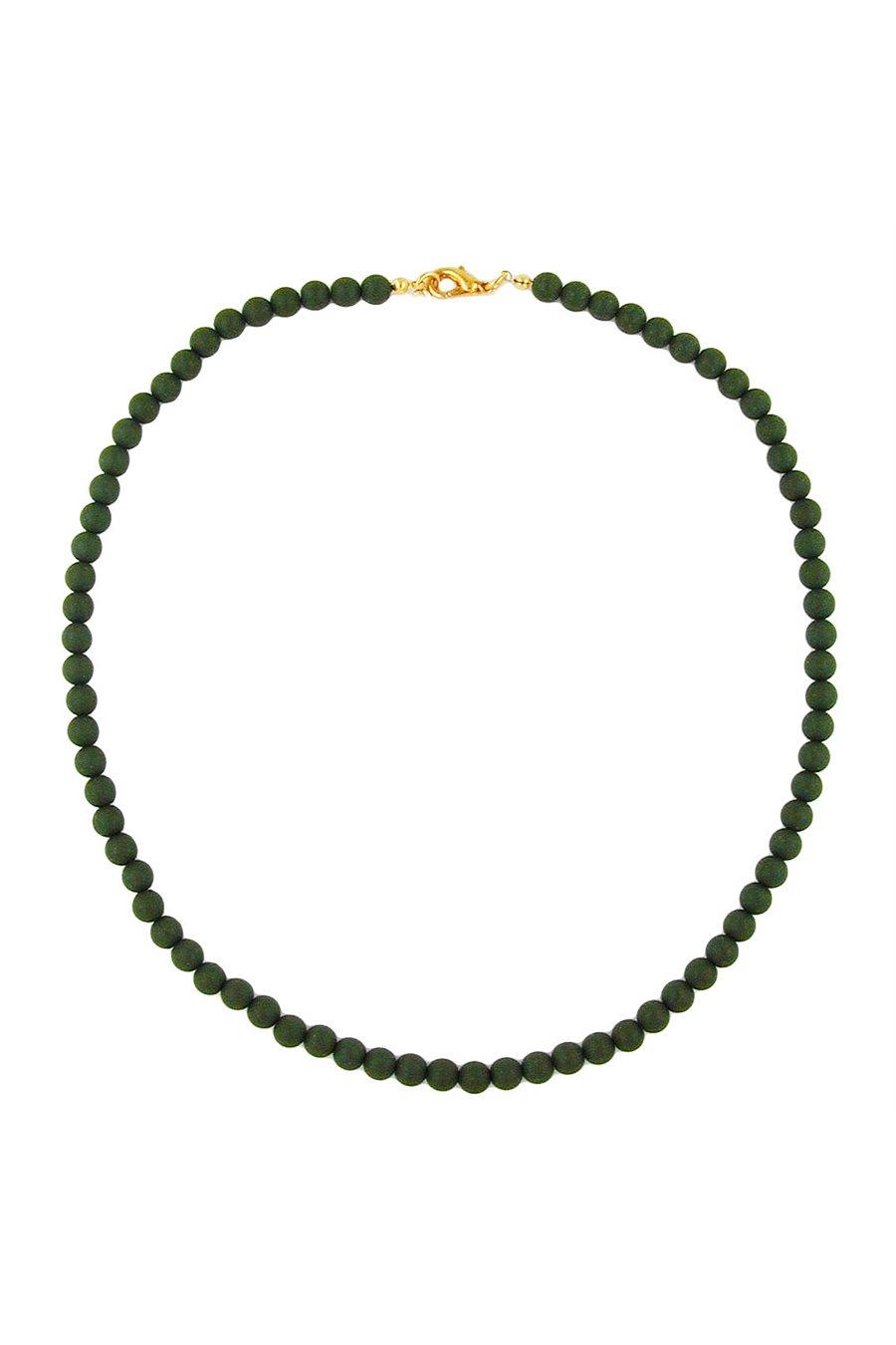 NECKLACE BEADS OLIVE GREEN
