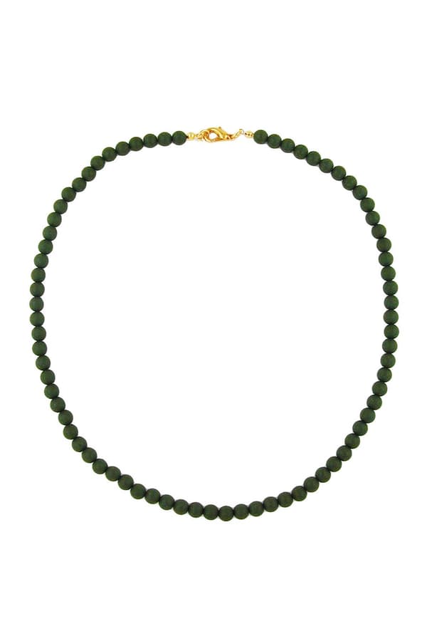 Necklace Beads Olive Green - GL05896