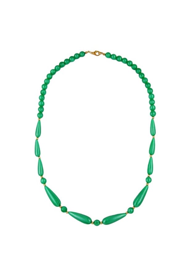 Necklace Silky Shimmering Beads Green - GL05532