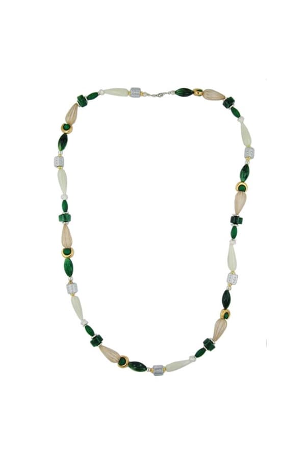 Necklace Beads Mint-Green & Silver 90cm - GL04995