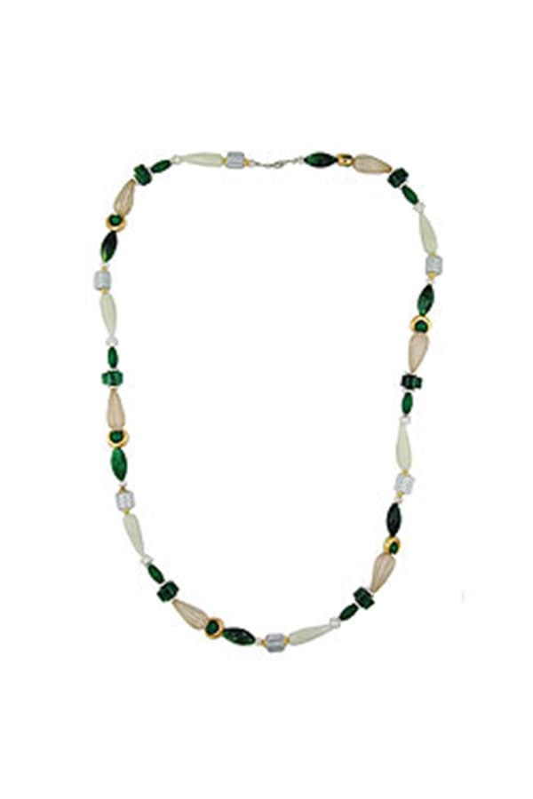 Necklace Beads Mint-Green & Silver 90cm - GL04995