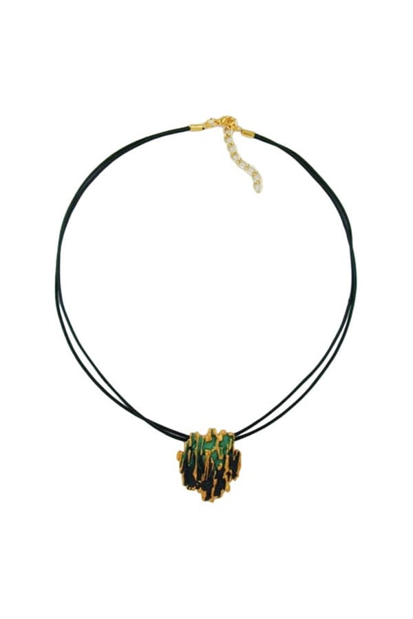 Necklace Tree Bark Design Dark Green/ Gilded - GL05003