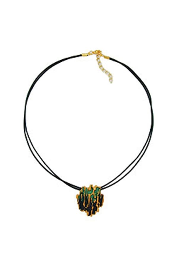 Necklace Tree Bark Design Dark Green/ Gilded - GL05003