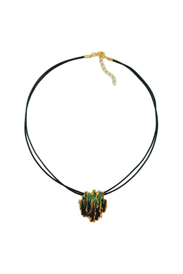 Necklace Tree Bark Design Dark Green/ Gilded - GL05003