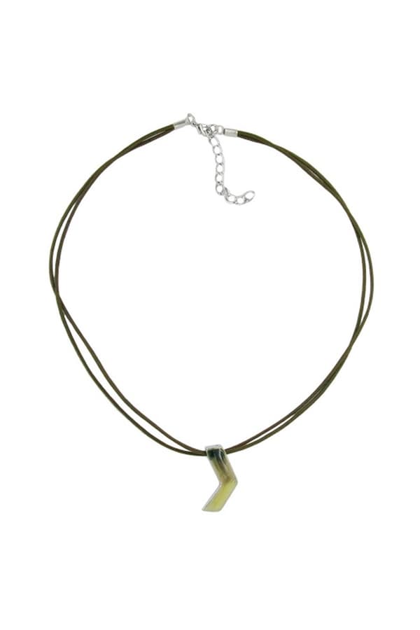 Necklace Boomerang Pendant Green Marbled - GL05034
