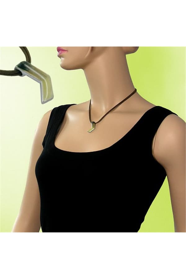 Necklace Boomerang Pendant Green Marbled - GL05034