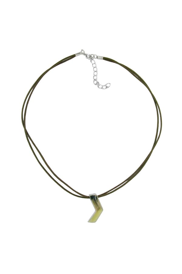Necklace Boomerang Pendant Green Marbled - GL05034