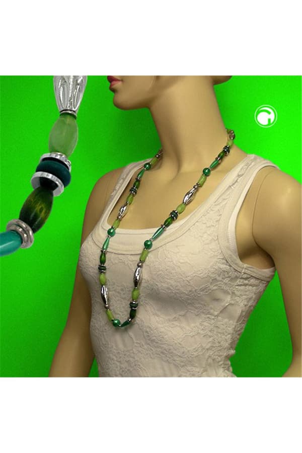 Necklace Beads Mint-Silk 90cm - GL04992