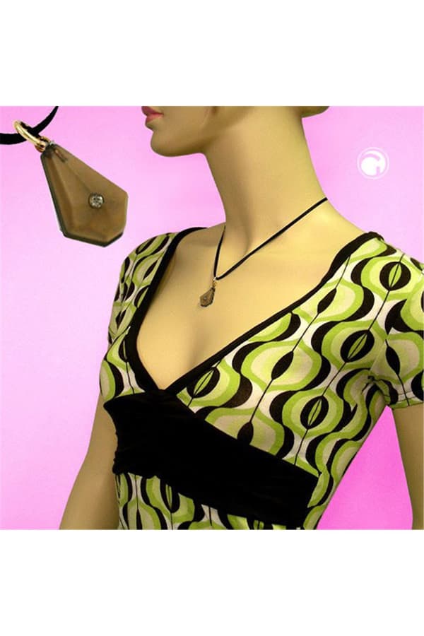 Necklace Trapezium Pendant Rhinestone Brown - GL04190