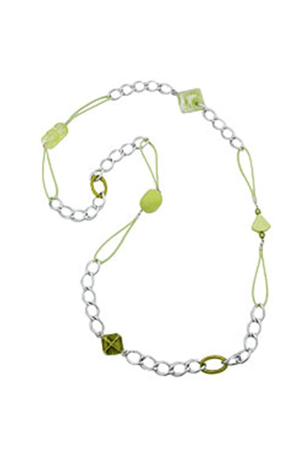 Necklace Curb Chain With Beads 100cm - GL02487