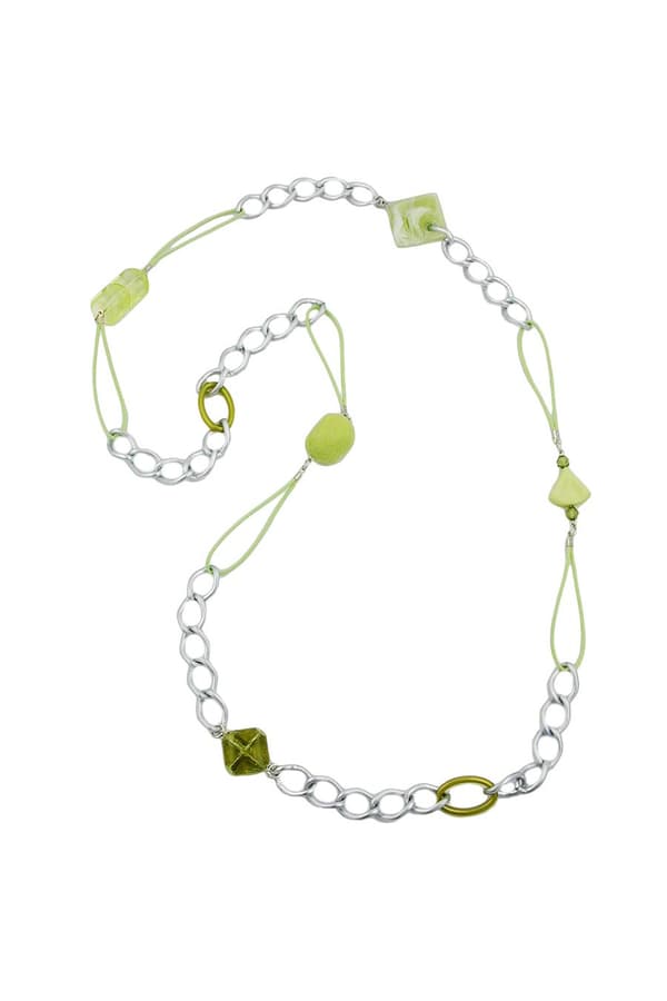 Necklace Curb Chain With Beads 100cm - GL02487