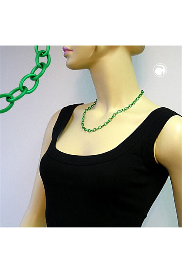 Necklace Green Anchor Chain 7mm - GL02217