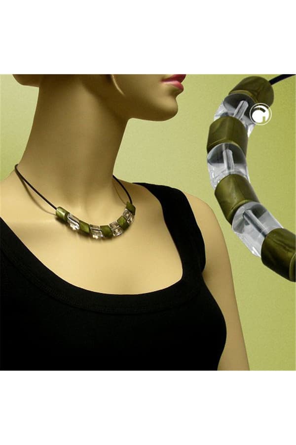 Necklace Beads Green 45cm - GL02207