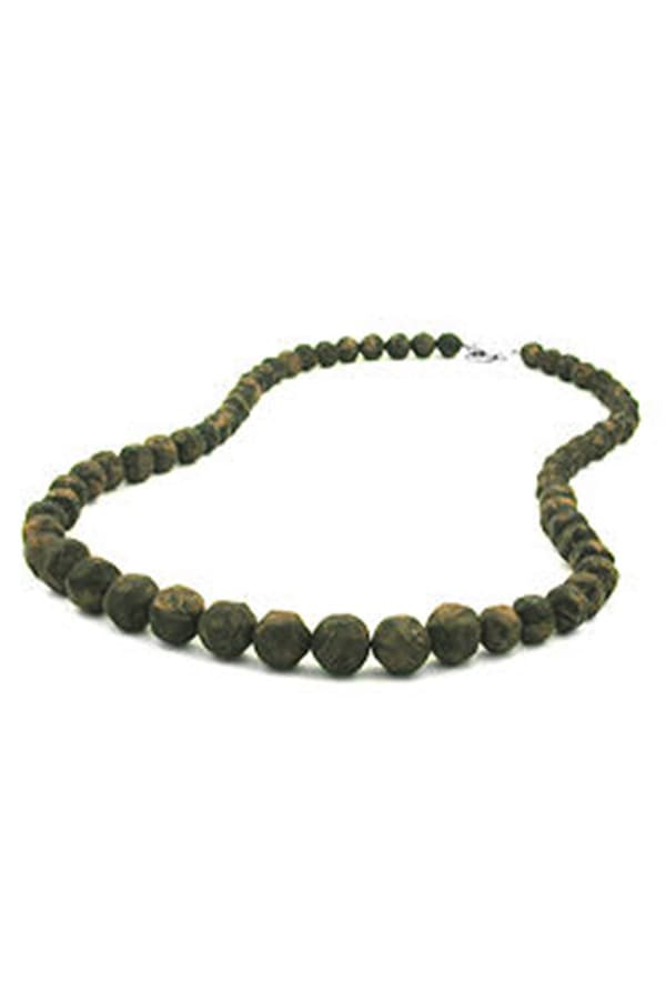 Necklace Baroque Beads Olive-Green Marbled - GL02171