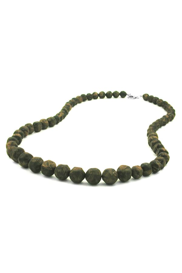 Necklace Baroque Beads Olive-Green Marbled - GL02171