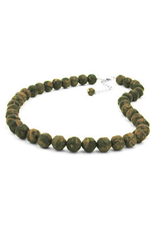 Necklace Baroque Beads 12mm Green-Olive 50cm - GL02170