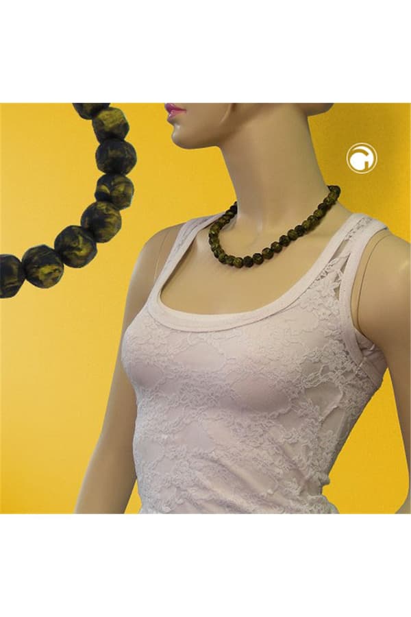 Necklace Baroque Beads 12mm Green-Olive 50cm - GL02170