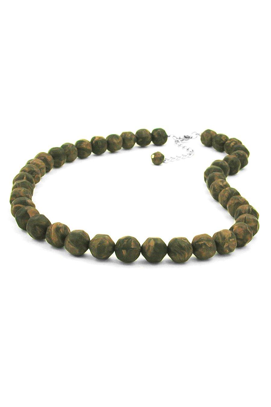 NECKLACE BAROQUE BEADS 12MM GREEN-OLIVE 50CM