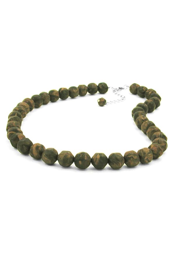 Necklace Baroque Beads 12mm Green-Olive 50cm - GL02170