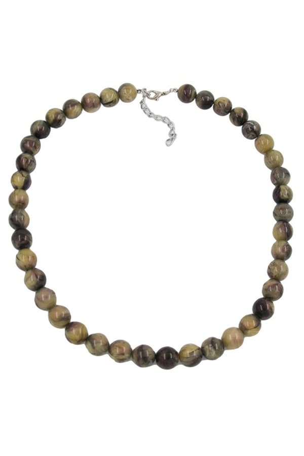 Necklace Beads 12mm Green-Black 50cm - GL02104